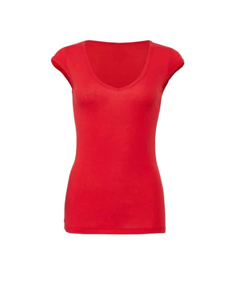 T-shirt donna collo V elasticizzata Bella Canvas BE8705 9 T-shirt donna collo V elasticizzata Bella Canvas BE8705 rosso