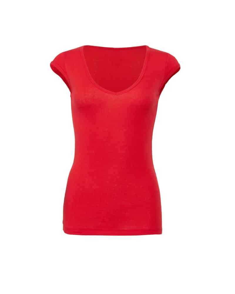 T-shirt donna collo V elasticizzata Bella Canvas BE8705 5 T-shirt donna collo V elasticizzata Bella Canvas BE8705 rosso