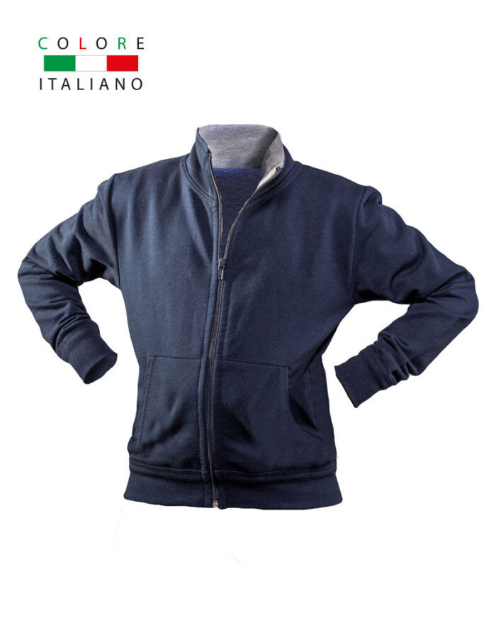 Felpa-bambino-zip-intera-e-tasca-a-marsupio-Colore-Italiano-MIK850-blu-navy-grigio