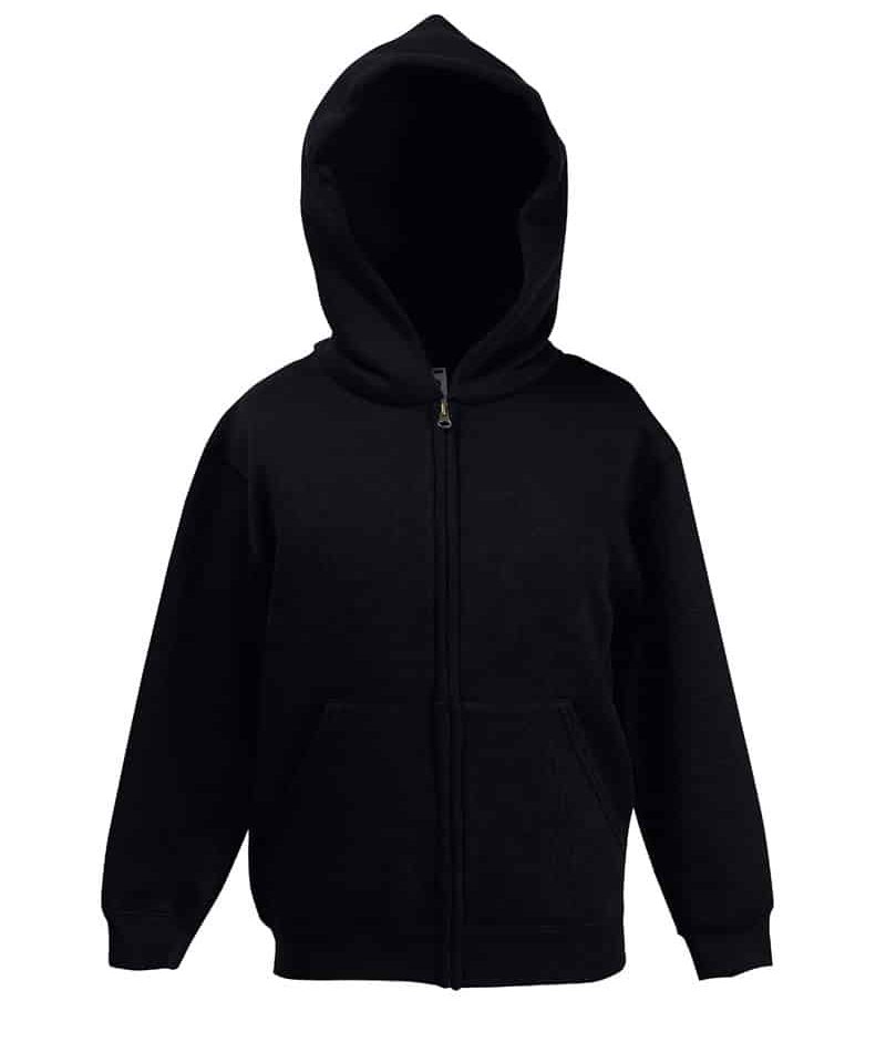 Felpe bambino cappuccio e zip Fruit of the Loom FR620350 nero