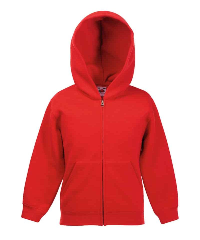 Felpe bambino cappuccio e zip Fruit of the Loom FR620350 rosso