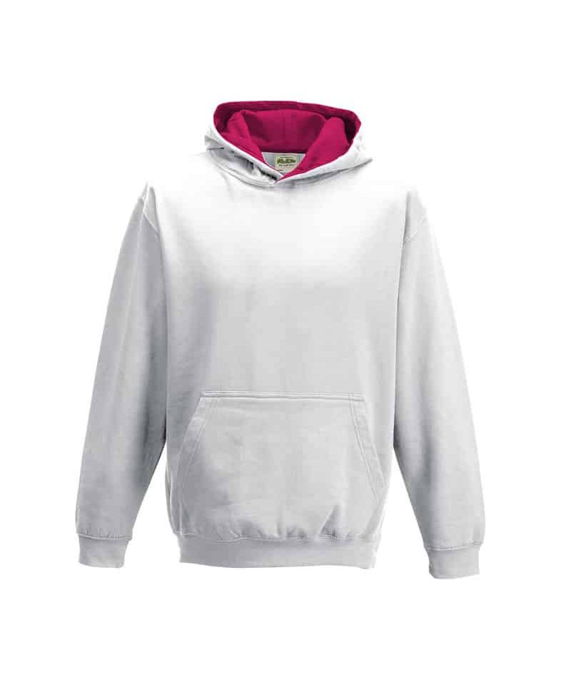 Felpe bambino bicolore Just Hood JH003J 18 felpe-bambino-bicolore-personalizzate-JH003J-bianco-fucsia