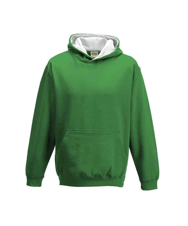 Felpe bambino bicolore Just Hood JH003J 28 felpe-bambino-bicolore-personalizzate-JH003J-verde-bianco