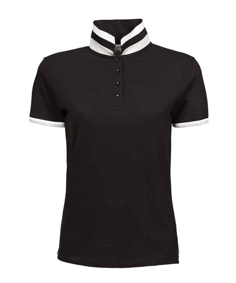 Polo-donna-con-colletto-a-righe-TJ1403-nero