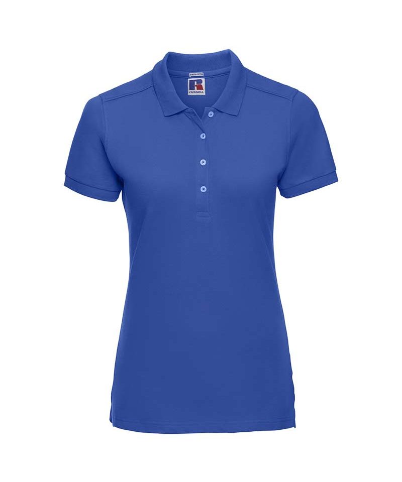 Polo donna stretch Jerzees JE566F 36 Polo-maniche-corte-4-bottoni-colletto-con-risvolto-Russell-JE566F-azzurro-blu