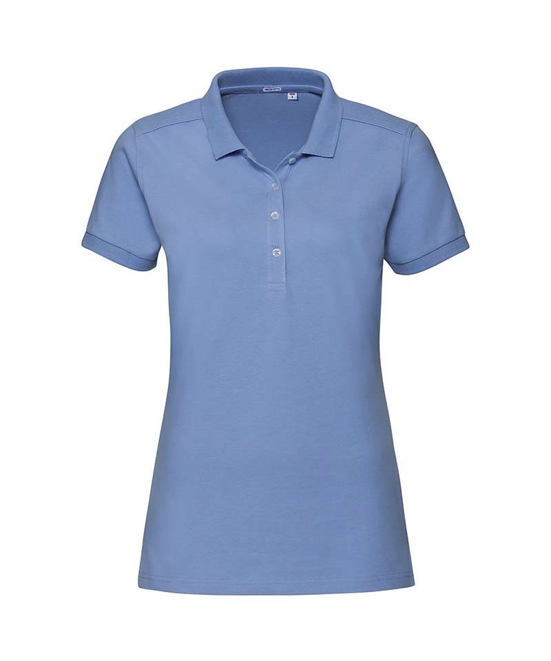 Polo donna stretch Jerzees JE566F 35 Polo-maniche-corte-4-bottoni-colletto-con-risvolto-Russell-JE566F-azzurro-cielo