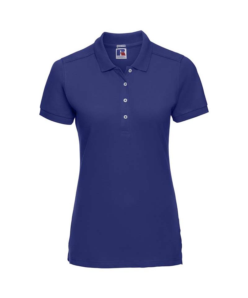 Polo donna stretch Jerzees JE566F 33 Polo-maniche-corte-4-bottoni-colletto-con-risvolto-Russell-JE566F-blu-royal