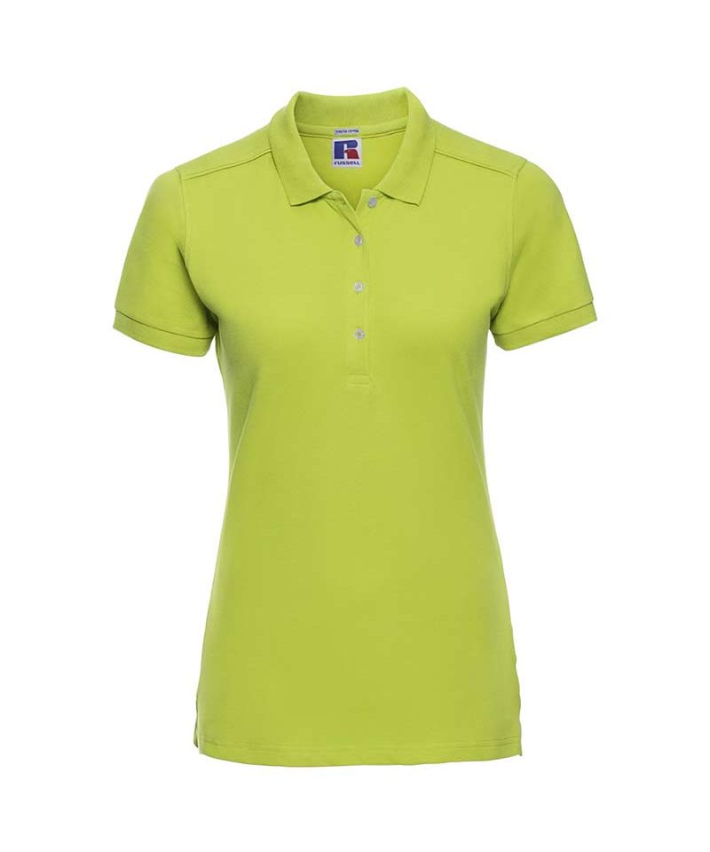 Polo donna stretch Jerzees JE566F 31 Polo-maniche-corte-4-bottoni-colletto-con-risvolto-Russell-JE566F-giallo-limone