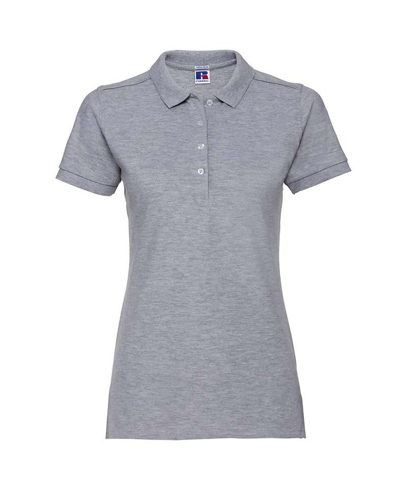 Polo donna stretch Jerzees JE566F 30 Polo-maniche-corte-4-bottoni-colletto-con-risvolto-Russell-JE566F-grigio-chiaro