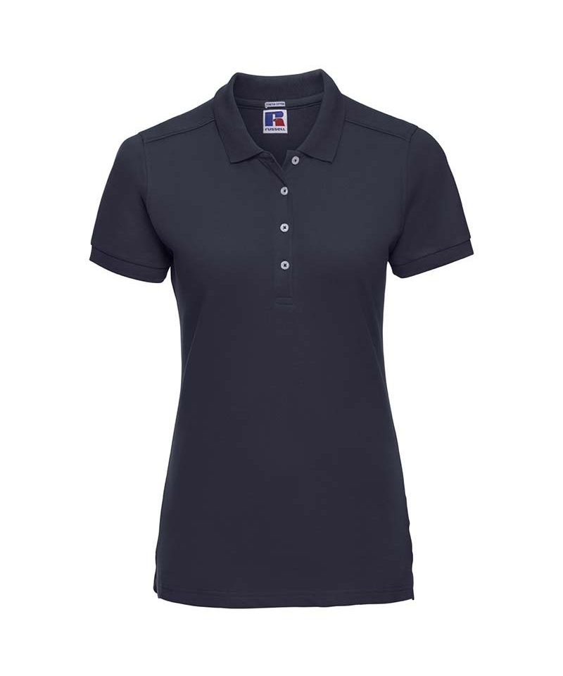 Polo donna stretch Jerzees JE566F 28 Polo-maniche-corte-4-bottoni-colletto-con-risvolto-Russell-JE566F-navy
