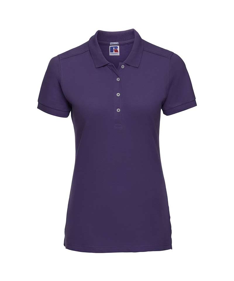 Polo donna stretch Jerzees JE566F 26 Polo-maniche-corte-4-bottoni-colletto-con-risvolto-Russell-JE566F-porpora