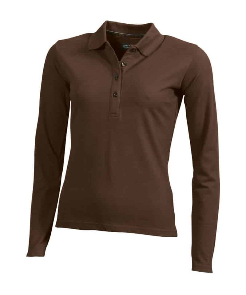 Polo donna elasticizzata manica lunga JN180 14 polo-donna-elasticizzata-manica-lunga-JN180-marrone