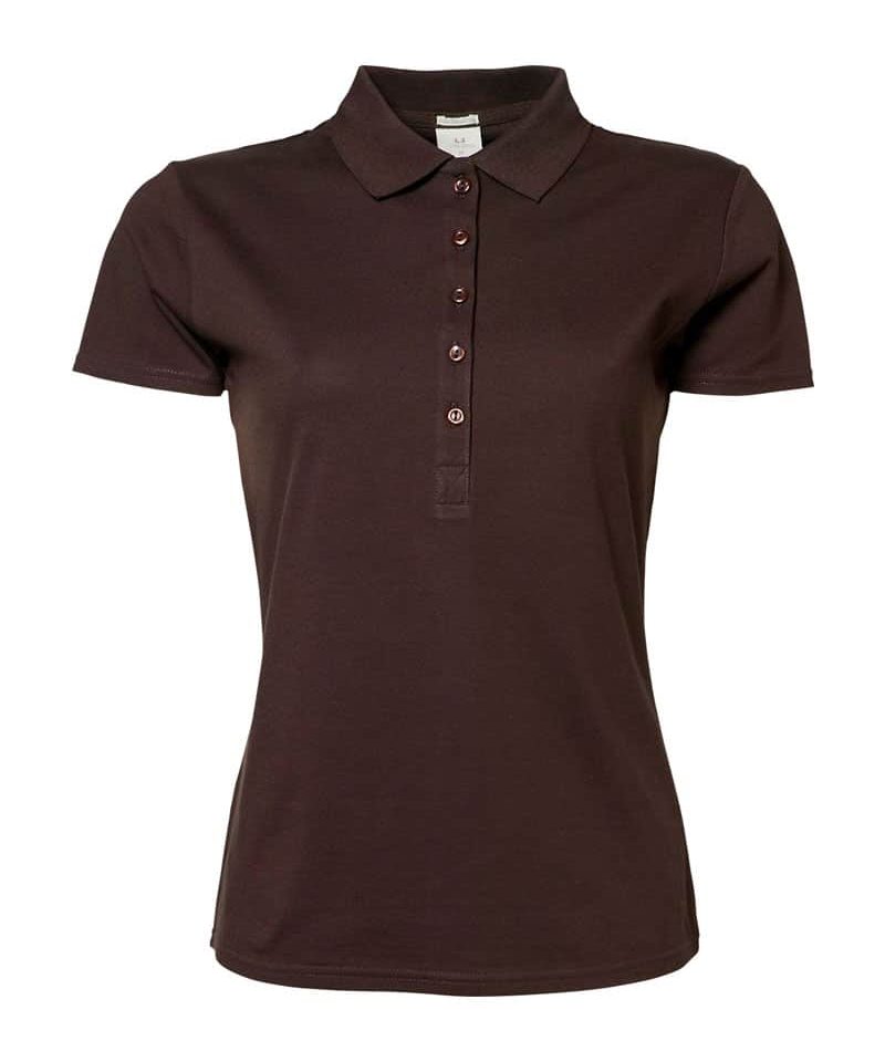 Polo donna elasticizzata stretch TJ145 25 polo-donna-elasticizzata-stretch-TJ145-marrone-cioccolato