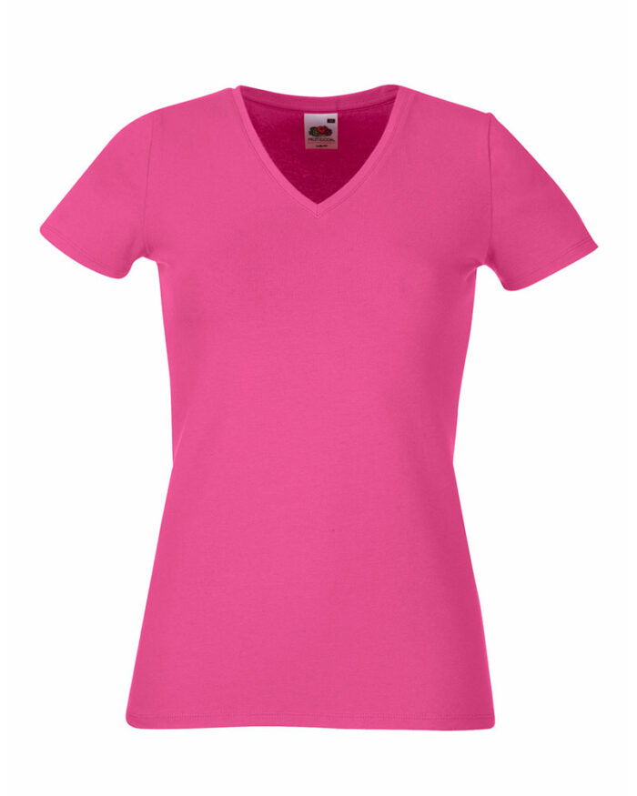 t-shirt-donna-personalizzate-collo-V-fruit-of-the-loom-FR613820-fucsia