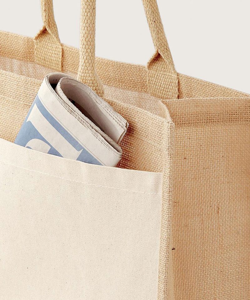 Shopper in juta laminata con tasca in cotone Westford Mill MAXI W427 9 shopper-in-juta-laminata-con-tasca-in-cotone-Westford-mill-W427-tasca