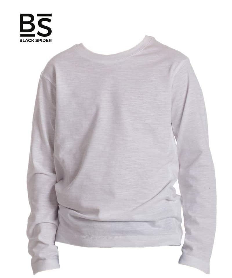 T-SHIRT-BAMBINO-MANICHE-LUNGHE-SLUB-SLUBK03-Bianco