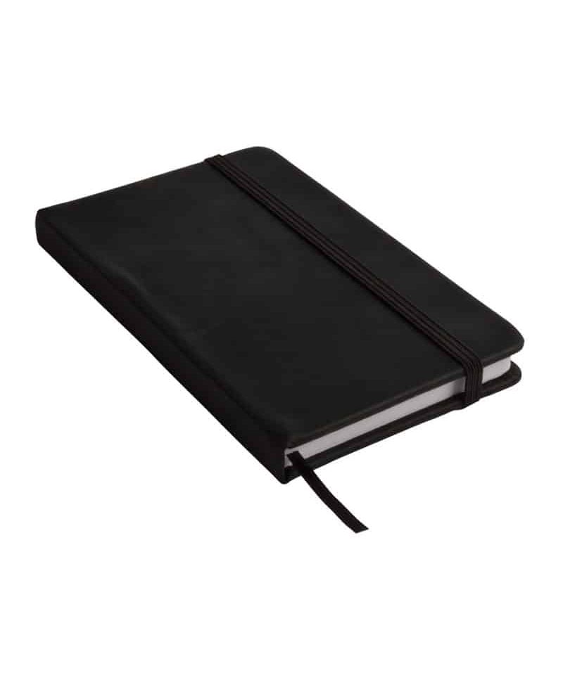 Quaderno 9x15cm con elastico in canvas 18429 (min. 50pz) 14 Notes personalizzati 14414 nero