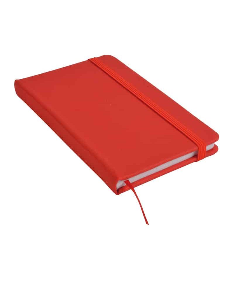 Quaderno 9x15cm con elastico in canvas 18429 (min. 50pz) 15 Notes personalizzati 14414 rosso