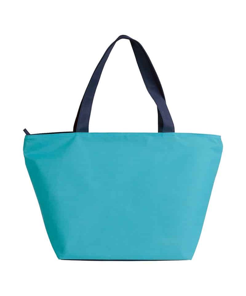 Borse mare in poliestere con zip 17136 (multipli di 10pz) 29 borse-mare-personalizzate-in-poliestere-con-zip-17136-turchese-blu-fronte