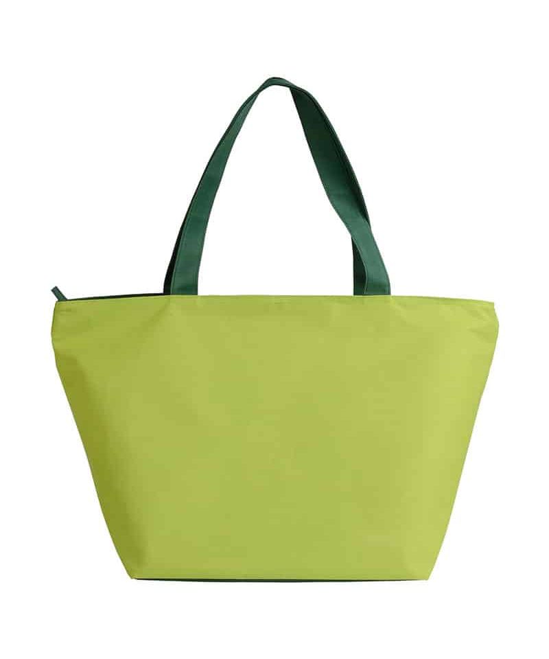 Borse mare in poliestere con zip 17136 (multipli di 10pz) 32 borse-mare-personalizzate-in-poliestere-con-zip-17136-verde-fronte