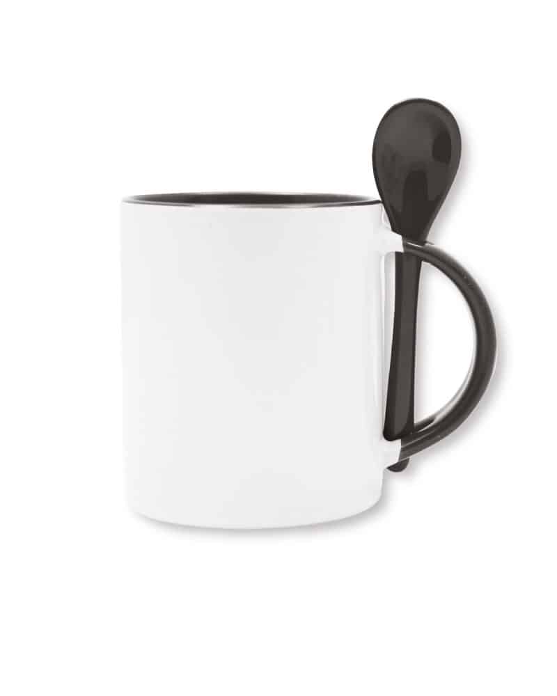 Tazze personalizzabili bicolore con cucchiaino 7419001 6 tazze-personalizzate-bicolore-con-cucchiaino-7419001-nero