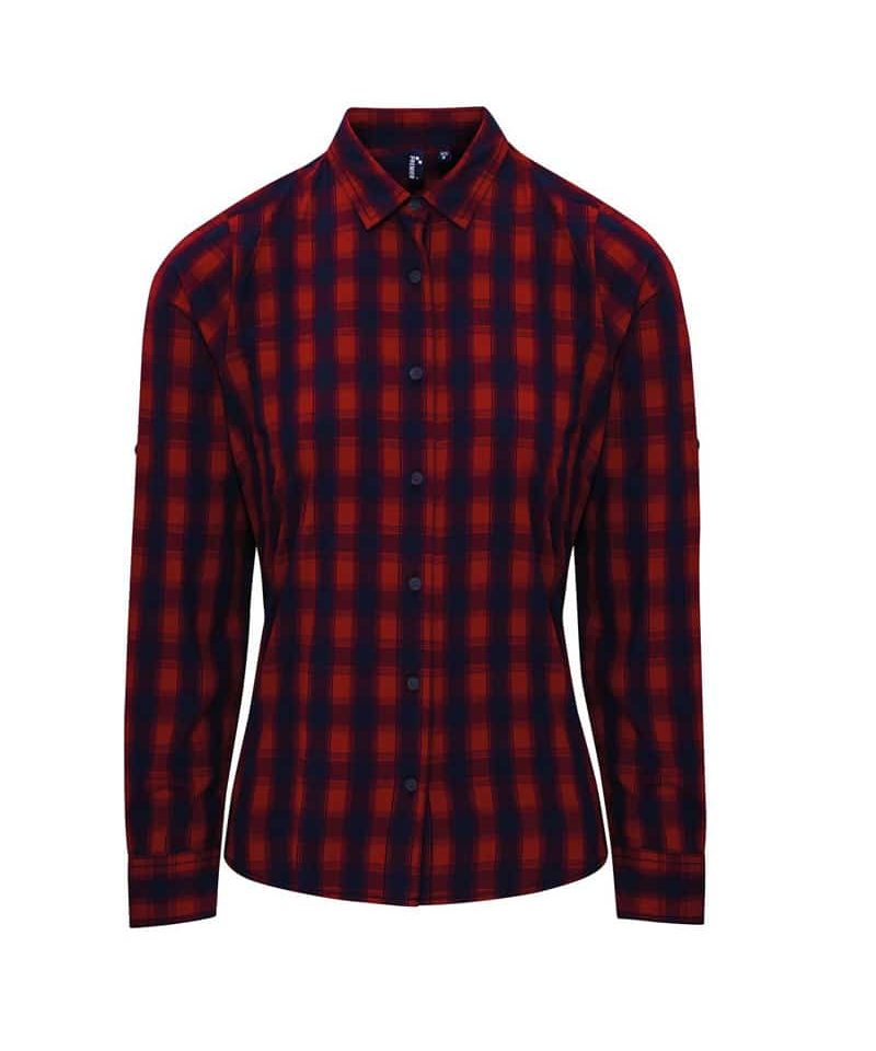 Camicie a quadri da donna Premier PR350 9 Camicie-a-quadri-da-donna-Premier-PR350-rosso-blu-fronte
