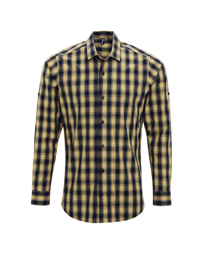 Camicie-a-quadri-da-uomo-Premier-PR250-giallo-blu