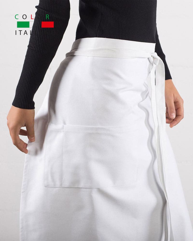 Grembiule Donna Lungo Con Cerniera - 100% Cotone, Tasche, Scollo A V, Lunghezza 112cm