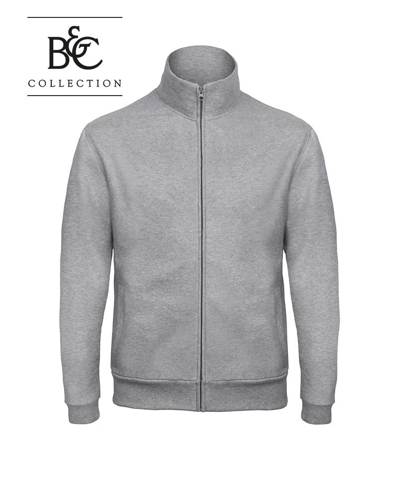 Felpe-unisex-zip-intera-BCWUI26-grigio-melange