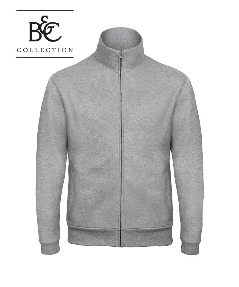 Felpe-unisex-zip-intera-BCWUI26-grigio-melange
