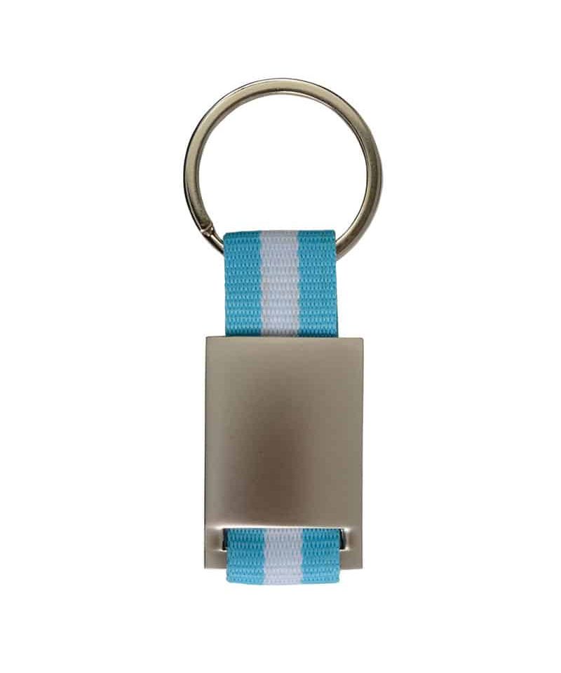 Portachiavi in metallo e nylon confezionato in scatoletta nera 10918 26 Portachiavi-in-metallo-e-nylon-confezionato-in-scatoletta-nera-10918-bianco-azzurro