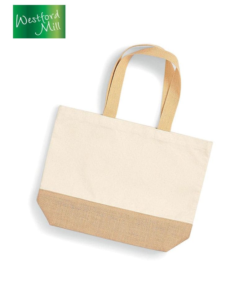 Borsa in canvas con fondo in juta Westford Mill W451 34x36x13cm 5 Borsa-in-canvas-con-fondo-in-juta-W451-34x36x13