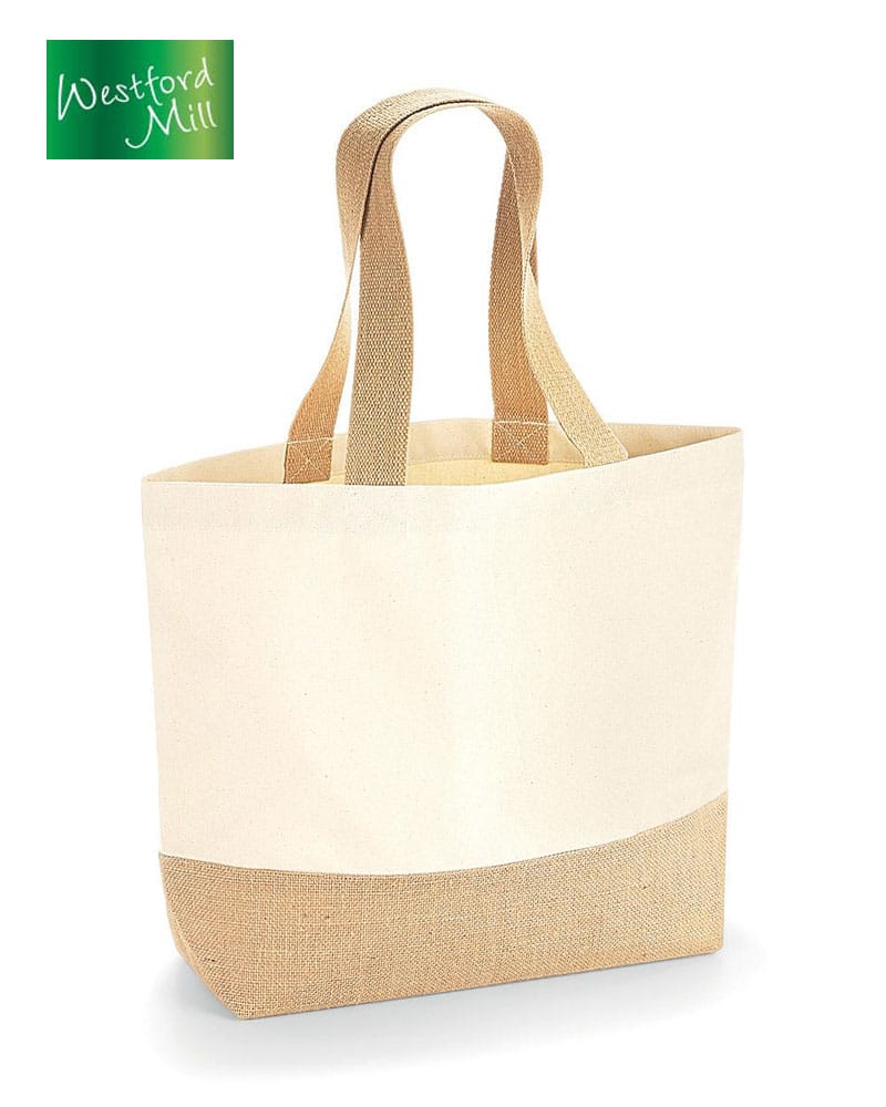 Borsa in canvas con fondo in juta Westford Mill W451 34x36x13cm 3 Borsa-in-canvas-con-fondo-in-juta-W451-34x36x13-cm