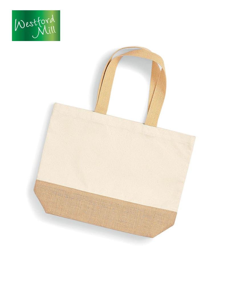 Borsa in canvas con fondo in juta Westford Mill W451 34x36x13cm 4 Borsa-in-canvas-con-fondo-in-juta-W451-34x36x13