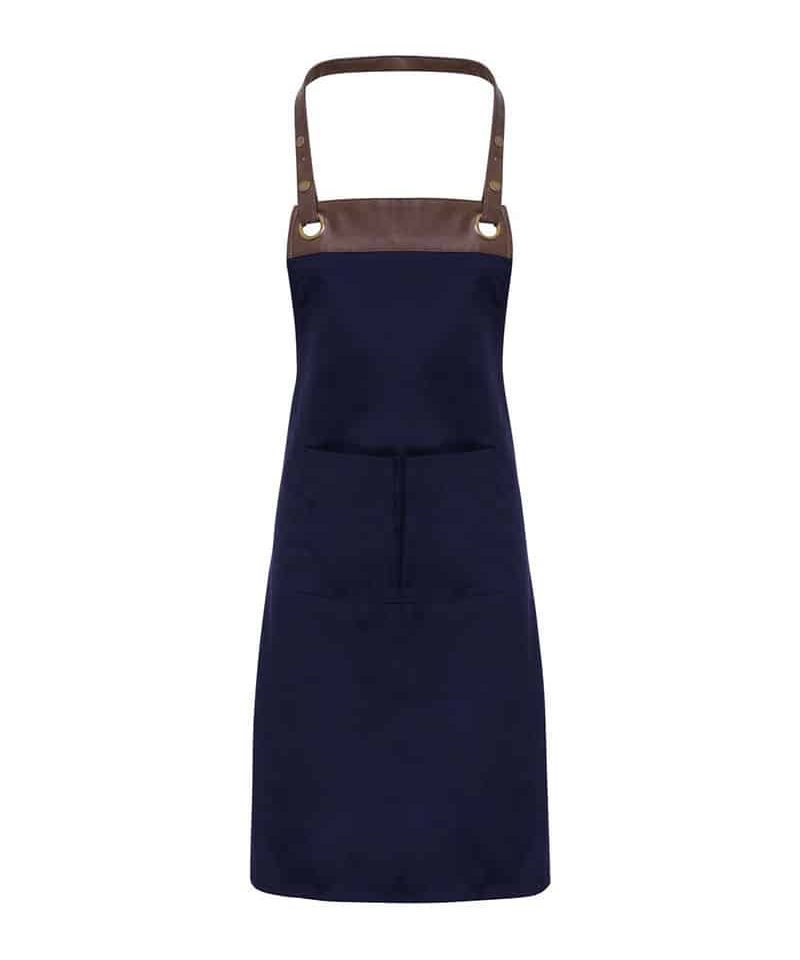 Grembiule-con-girocollo-in-ecopelle-Premier-PR123--blu-marrone