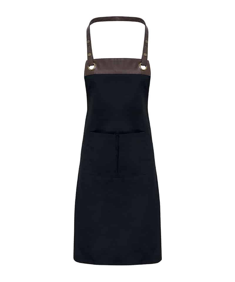Grembiule-con-girocollo-in-ecopelle-Premier-PR123-nero-marrone