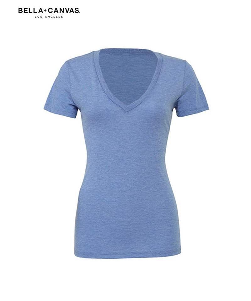 T-shirt-donna-manica-corta-Triblend-Bella-Canvas-BE8435-azzurro