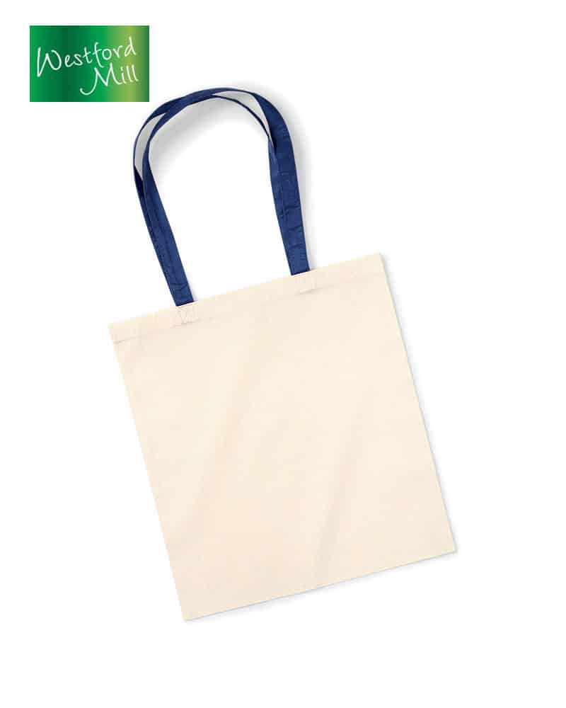 Borse in cotone naturale con manici colorati Westford Mill W101C 4 borse-in-cotone-naturale-con-manici-colorati-Westford-Mill-W101C-blu-navy