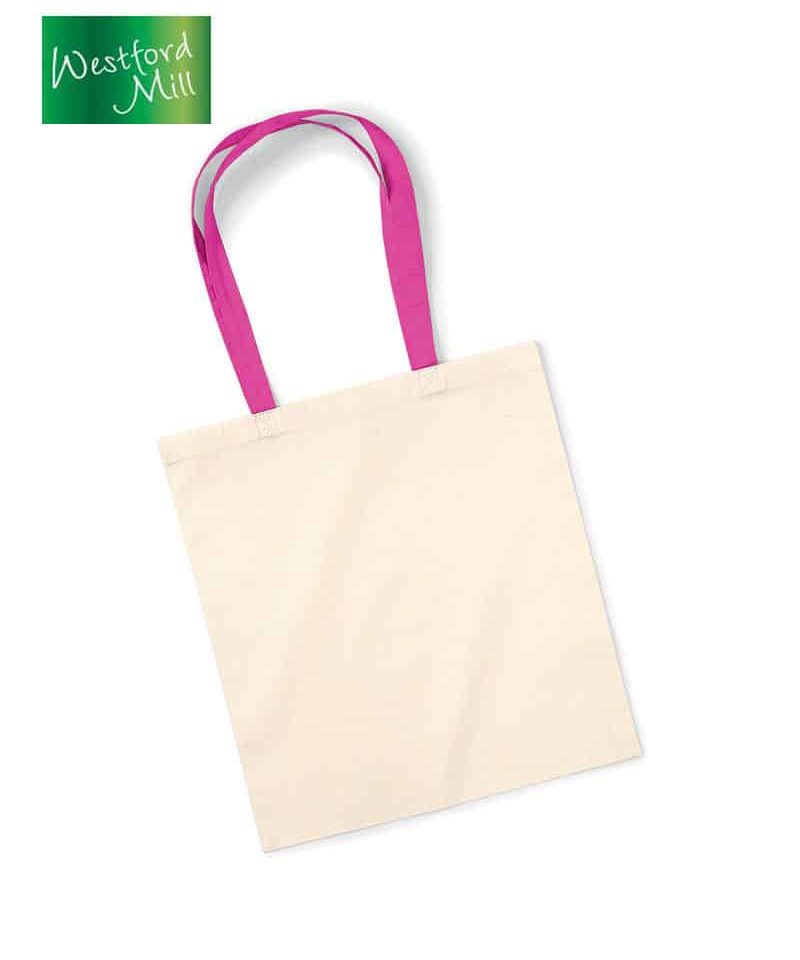 Borse in cotone naturale con manici colorati Westford Mill W101C 10 borse-in-cotone-naturale-con-manici-colorati-Westford-Mill-W101C-fucsia