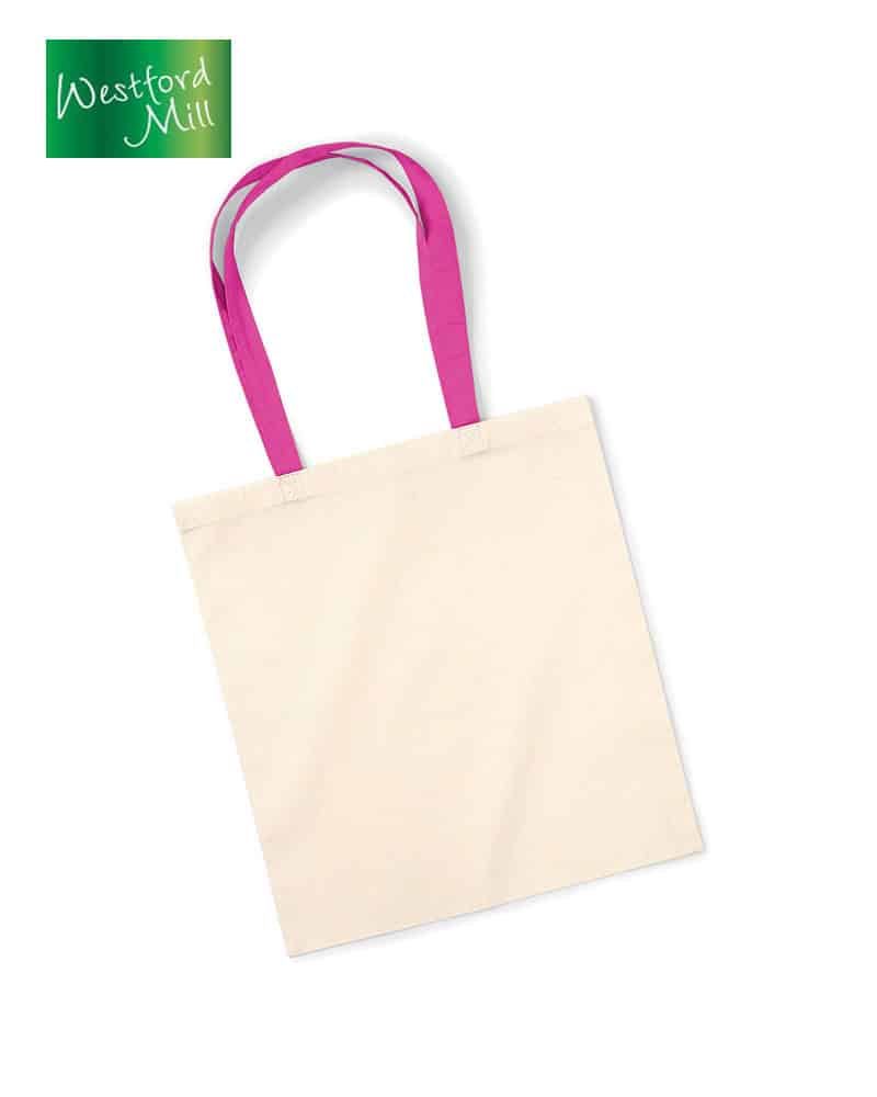 Borse in cotone naturale con manici colorati Westford Mill W101C 5 borse-in-cotone-naturale-con-manici-colorati-Westford-Mill-W101C-fucsia
