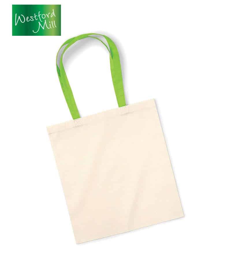 Borse in cotone naturale con manici colorati Westford Mill W101C 13 borse-in-cotone-naturale-con-manici-colorati-Westford-Mill-W101C-verde-lime
