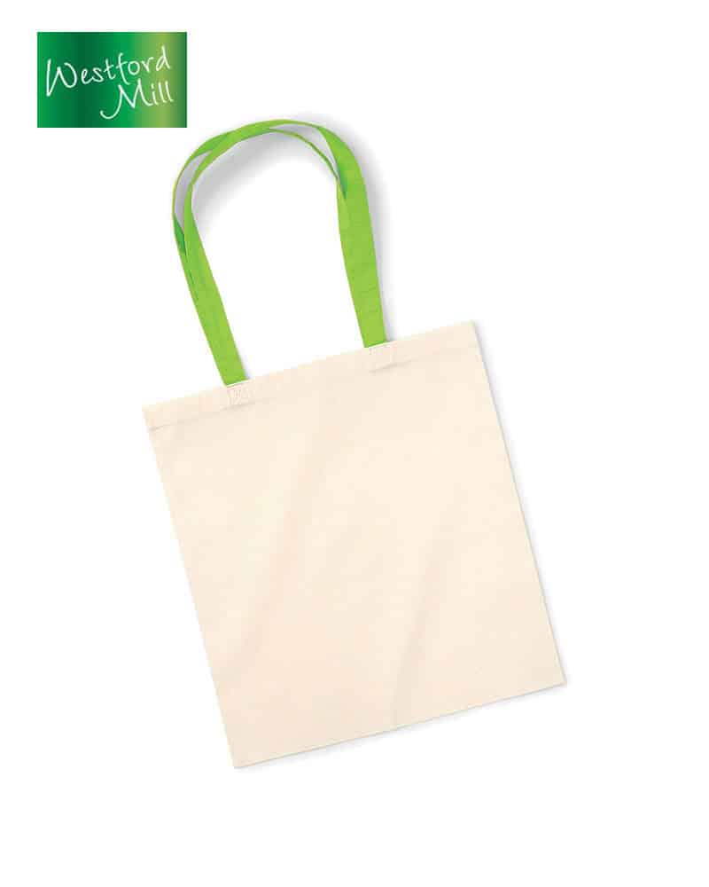 Borse in cotone naturale con manici colorati Westford Mill W101C 8 borse-in-cotone-naturale-con-manici-colorati-Westford-Mill-W101C-verde-lime