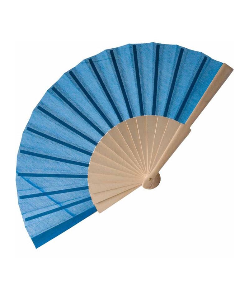 Ventagli in tela di policotone personalizzabili su astina 08428 12 ventagli personalizzati su astina 08428 azzurro
