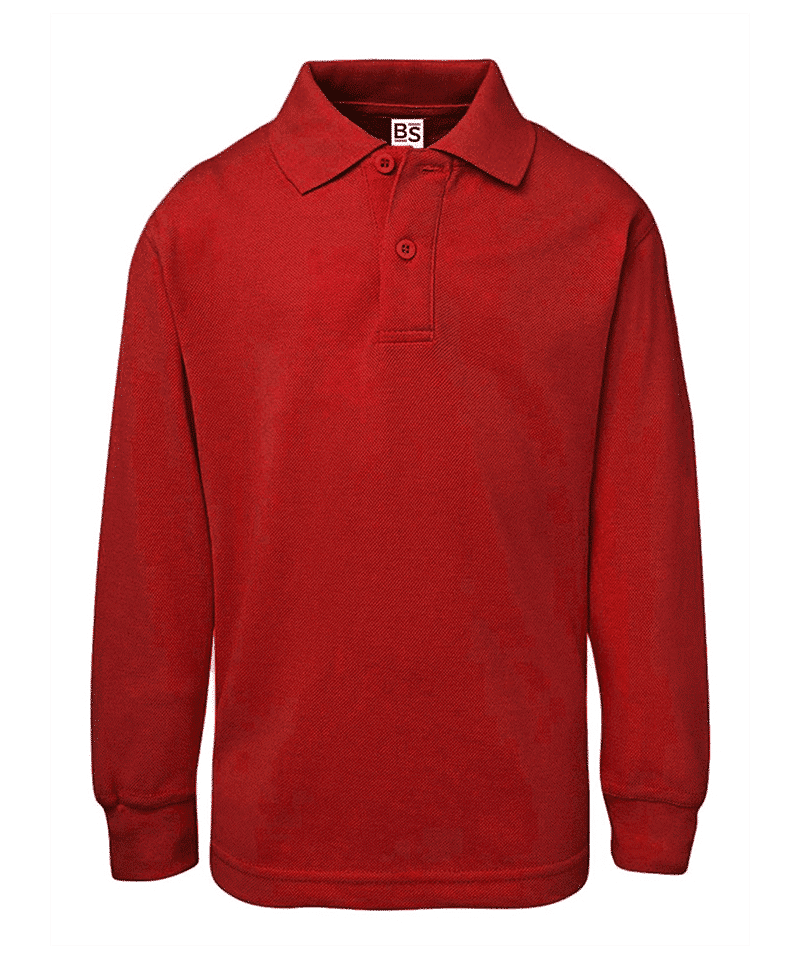 Polo bambino a manica lunga Black Spider BSK210 rosso