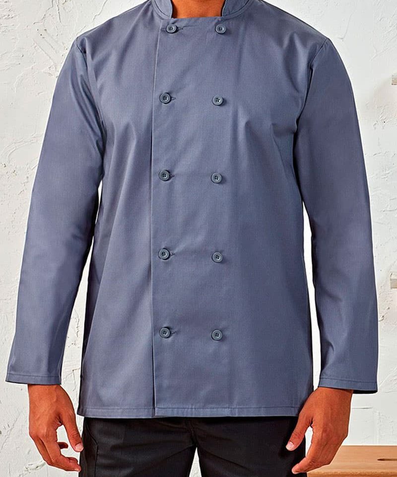 Giacca-cuoco-in-cotone-poliestere-Premier-PR657-acciaio-blu
