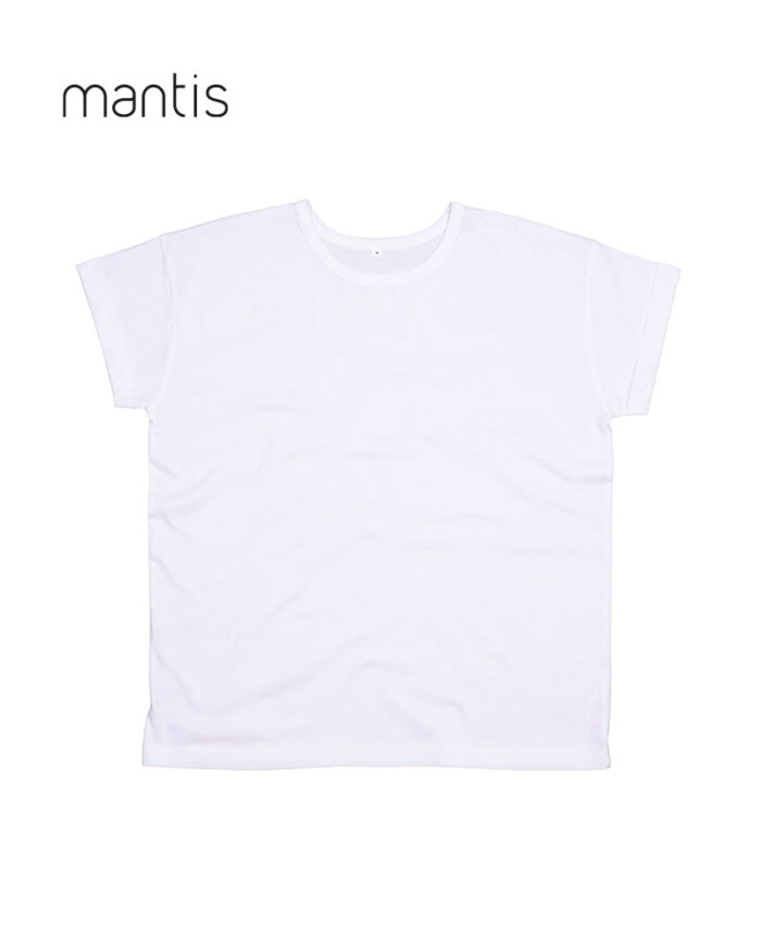 T-shirt-donna-in-cotone-organico-maniche-con-risvolto-Mantis-MAM193-bianco
