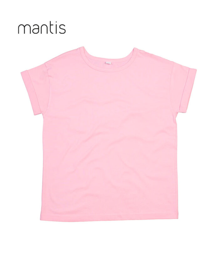 T-shirt-donna-in-cotone-organico-maniche-con-risvolto-Mantis-MAM193-rosa