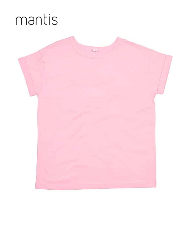T-shirt-donna-in-cotone-organico-maniche-con-risvolto-Mantis-MAM193-rosa