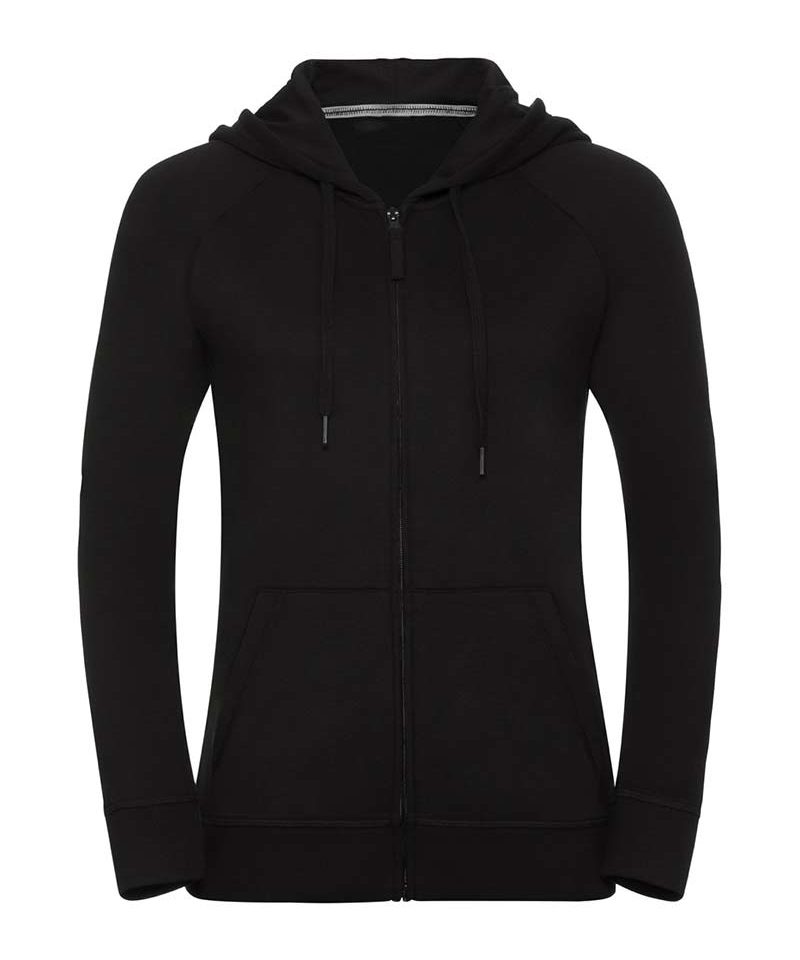 Felpa Donna con cerniera cappuccio foderato con cordoncino piatto tasca a marsupio Russell JE284F 13 Felpa-Donna-con-cerniera-cappuccio-foderato-con-cordoncino-piatto-tasca-a-marsupio-Russell-JE284F-nero