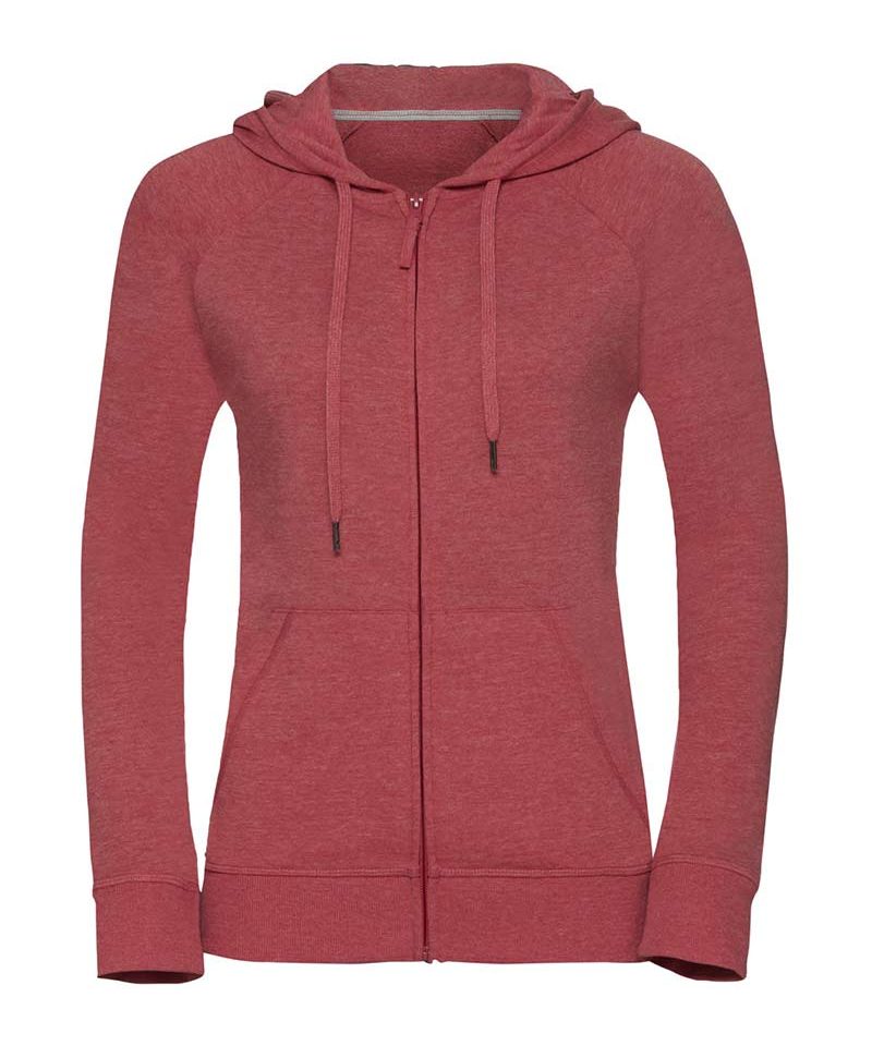 Felpa Donna con cerniera cappuccio foderato con cordoncino piatto tasca a marsupio Russell JE284F 11 Felpa-Donna-con-cerniera-cappuccio-foderato-con-cordoncino-piatto-tasca-a-marsupio-Russell-JE284F-rosso